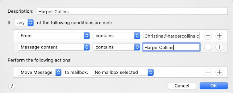 apple mail - more sophisticated email filter rule