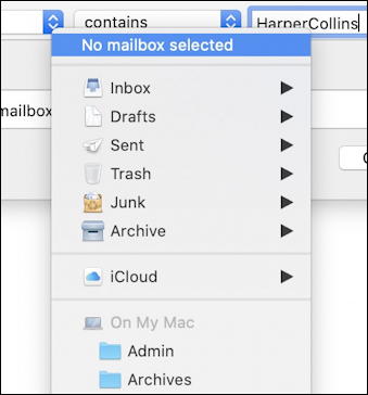 apple mail - send messages - list of email folders