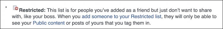 facebook restriction restricted friend list - help info