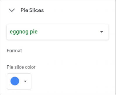 google sheets - pie chart - customize pie slices color style