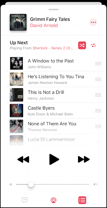 iphone ios13 music controls up next tracks music app