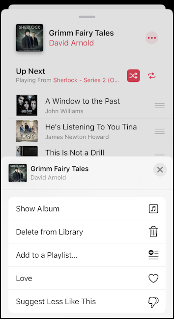 iphone ios13 music controls track info