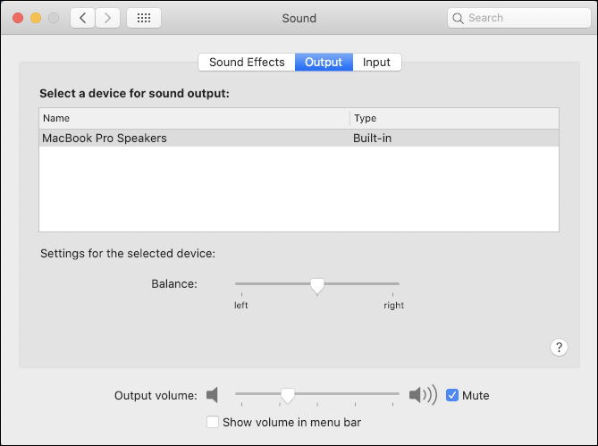 mac macos x sound preferences settings output