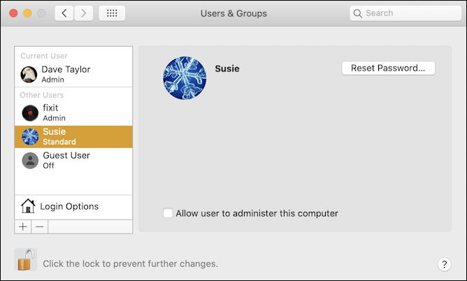 mac macos x - reset forgotten password account - unlocked admin accounts