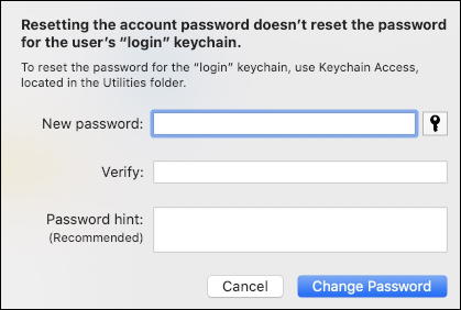 mac macos x - reset forgotten password account - reset password window