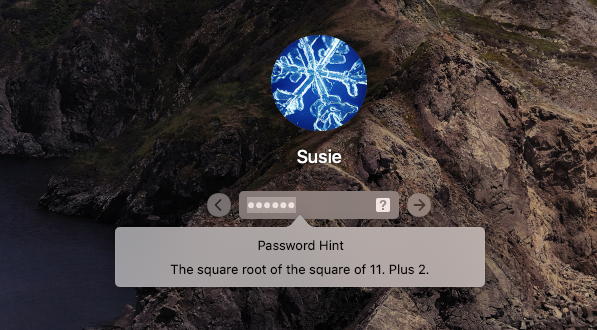 mac macos x - reset forgotten password account - password hint shown