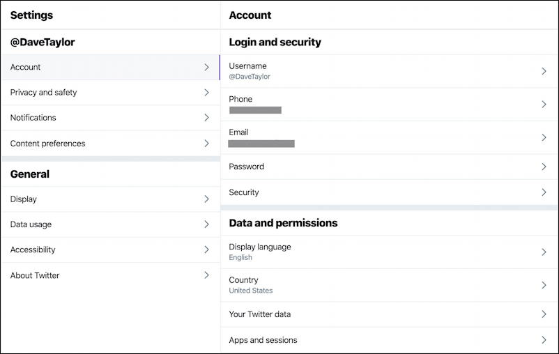 twitter main settings preferences 