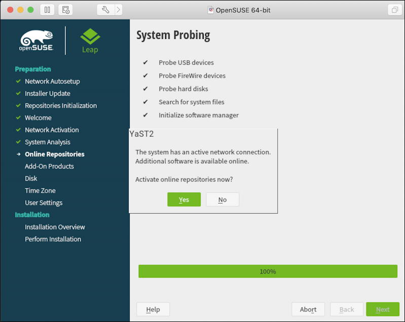 vmware fusion - opensuse linux install - installer