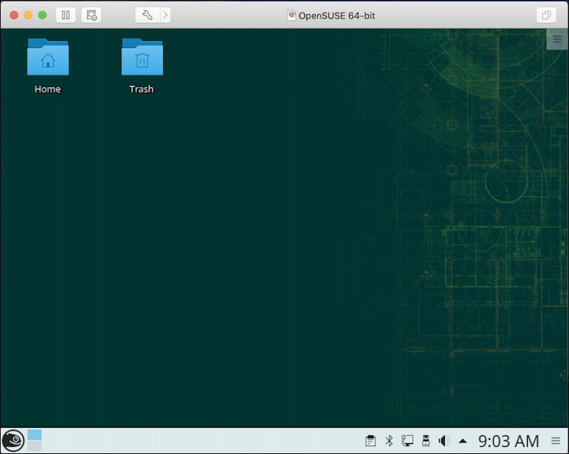 opensuse linux running on a mac macos x in vmware fusion