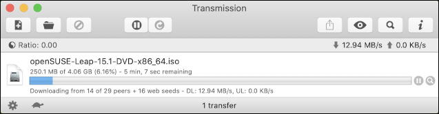 vmware fusion - install opensuse - transmission download torrent