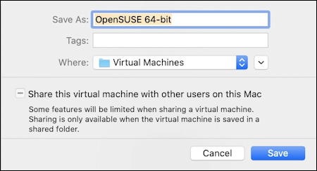 vmware fusion - opensuse install - name your vm