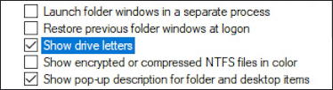 win10 file explorer - show drive letters