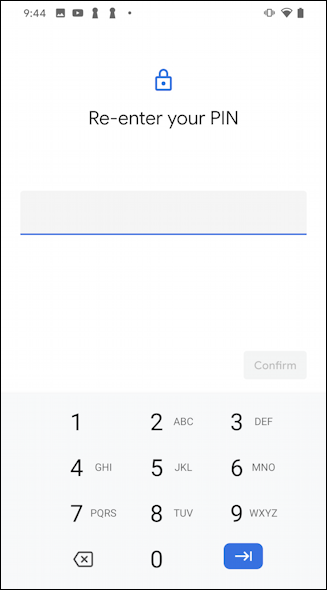 android q - 10 - re-enter pin