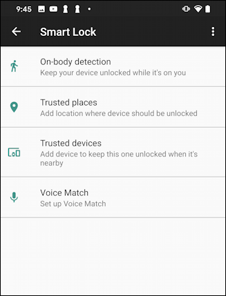 android 10 - smart lock - security options features