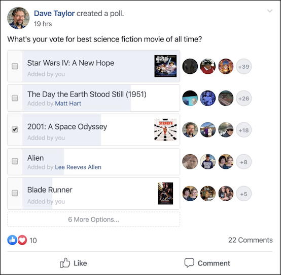 facebook poll - best sci-fi movie - star wars