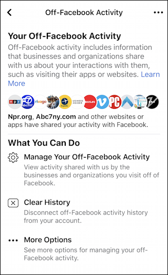 facebook - off facebook activity - settings explanation