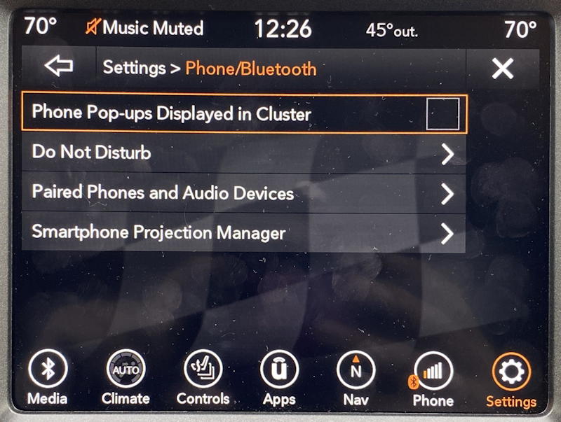 uconnect jeep nav system - settings > phone/bluetooth