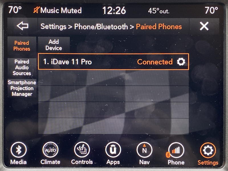 uconnect jeep nav system - list of paired phones