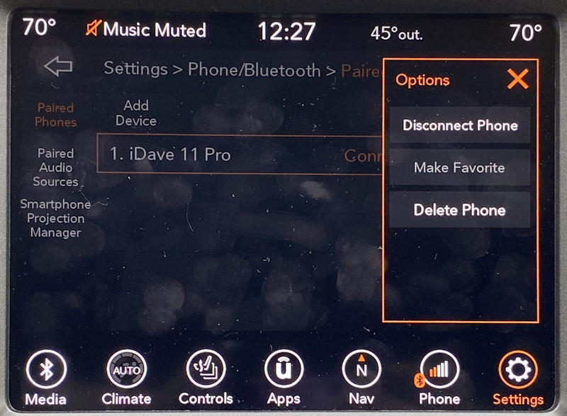 uconnect jeep nav system - delete phone?