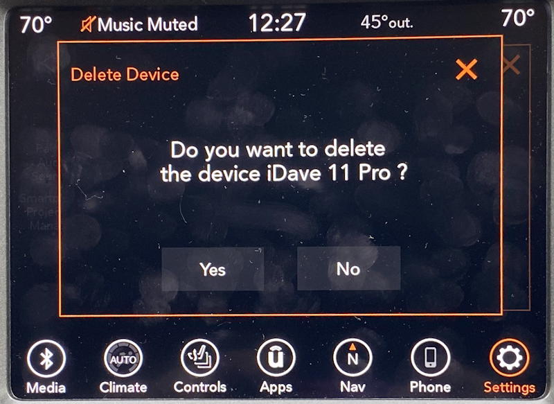uconnect jeep nav system - are you sure you want to delete phone?