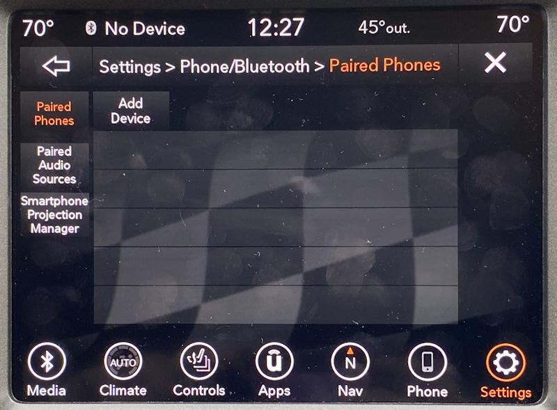 uconnect jeep nav system - no phones paired