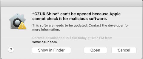 mac cant open malicious software - open anyway