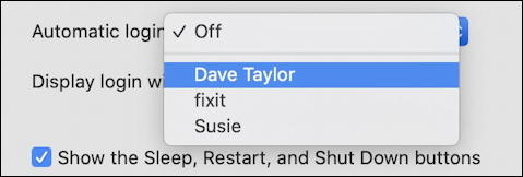 mac automatic login - pick account