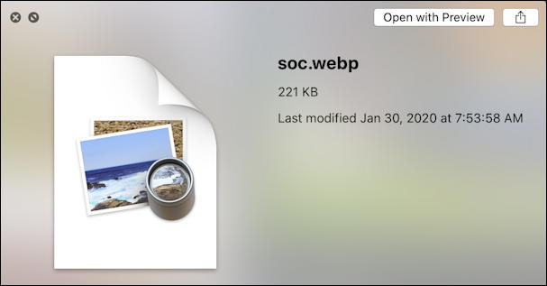 mac macos x preview of webp image - nothing shown