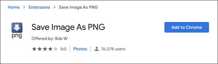 google chrome extension: save image as png