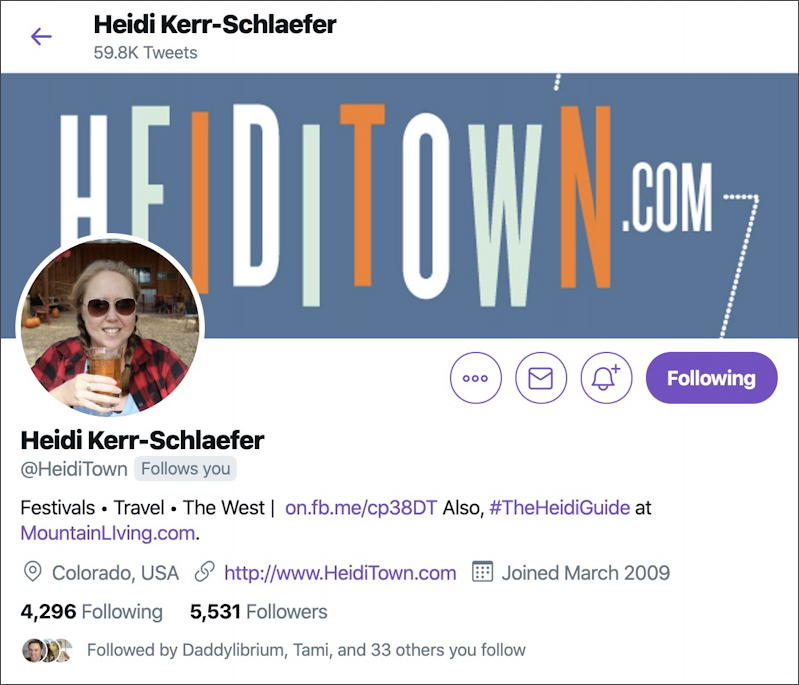 heiditown twitter account profile info