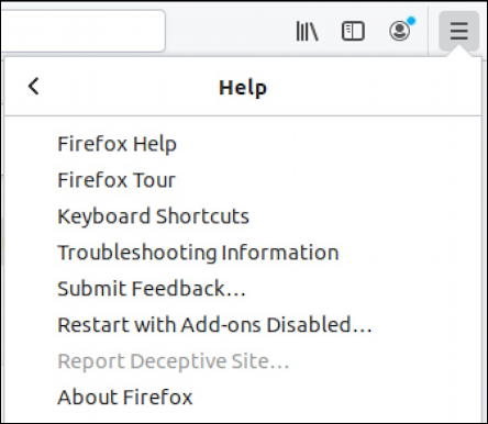 firefox for linux help submenu
