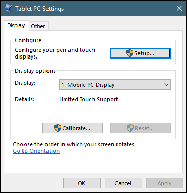windows 10 - calibrate touchscreen stylus - control panel