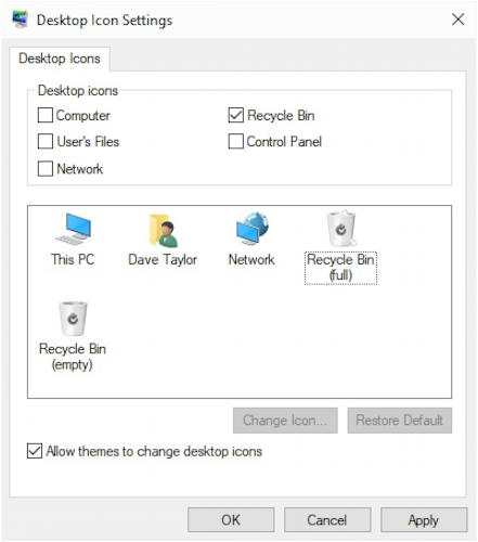 set new recycle bin system desktop icons - windows 10 win10
