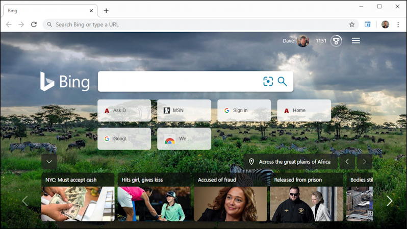 google chrome windows win10 - default search engine - bing