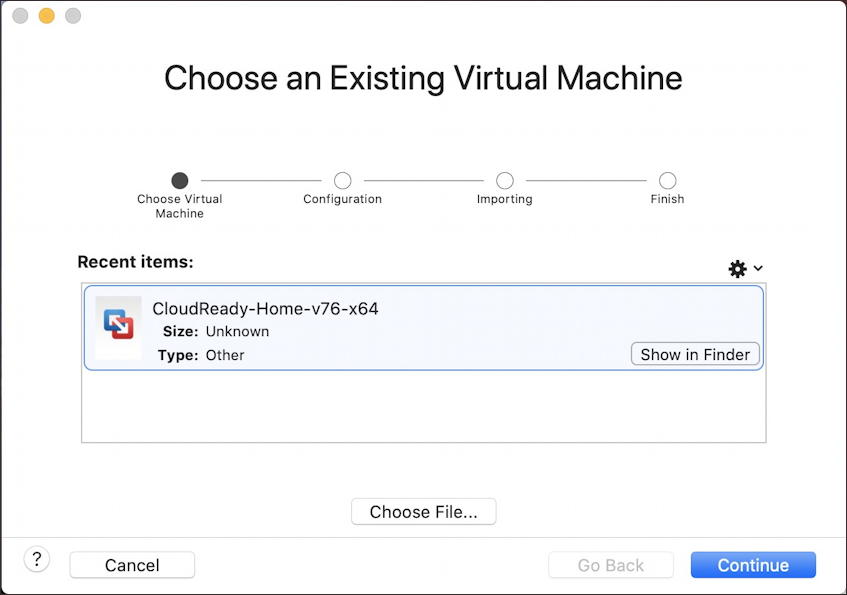 vmware fusion - install chromeos chromiumos - choose vm