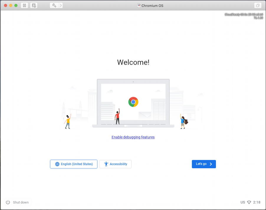 vmware fusion - install chromeos chromiumos - chrome os first login screen