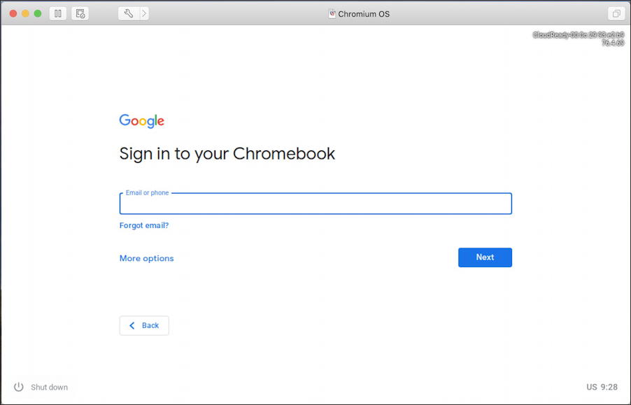 vmware fusion - install chromeos chromiumos - sign in to your google account