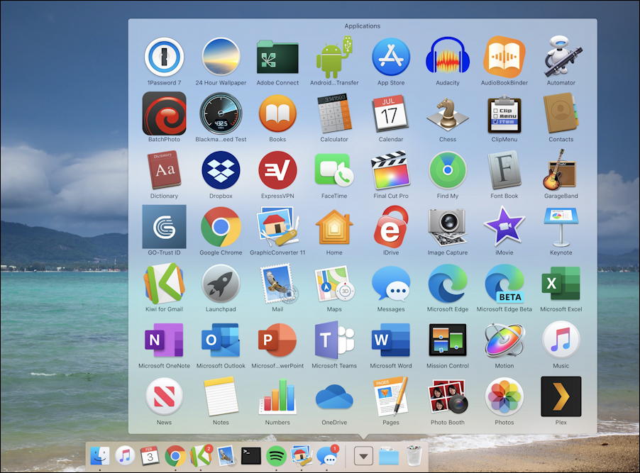 mac macos x - dock - grid view folder