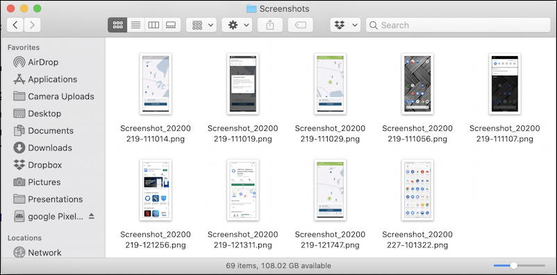 android screenshots captures - file system mac macos x - macdroid