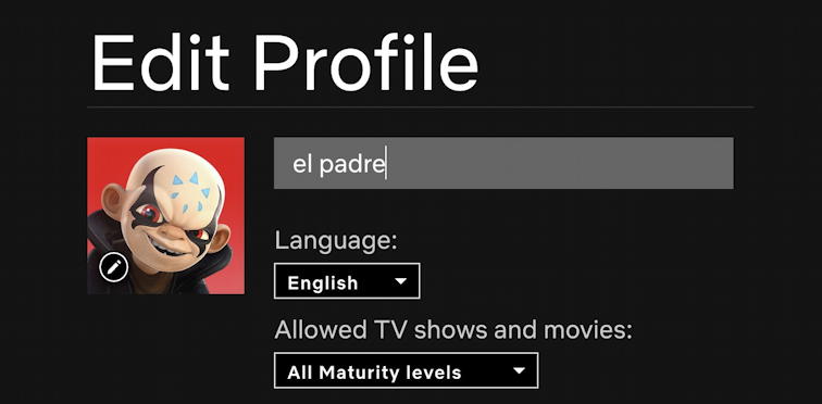 netflix edit profile