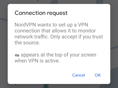 android vpn - connection request nordvpn