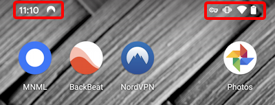 nordvpn running on android - top bar status