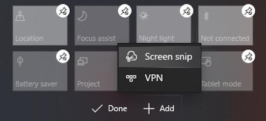 win10 notifications - quick action buttons - add new buttons