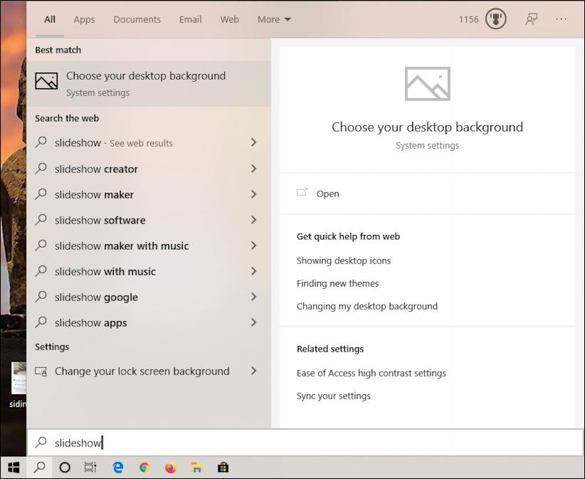 win10 search - slide show photos