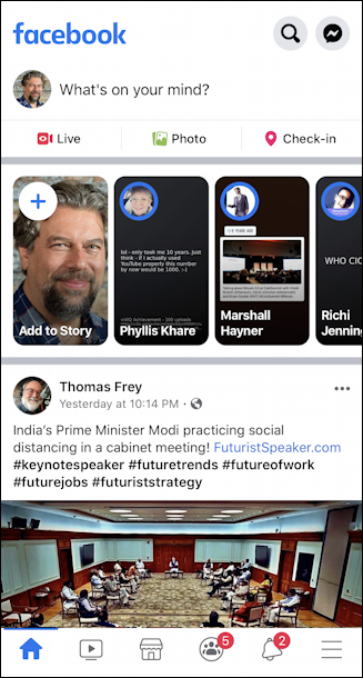 facebook mobile - home screen