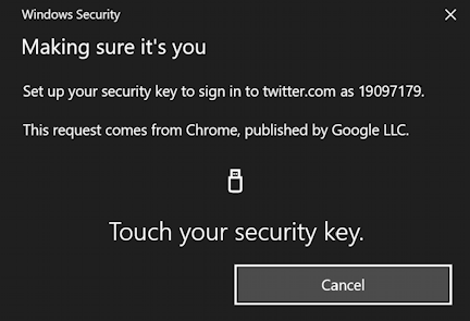 touch security key - fido u2f login
