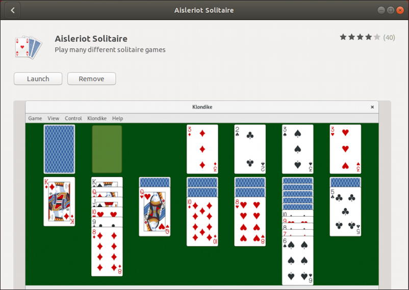 aisleriot solitaire info page - linux