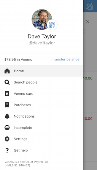 venmo menu