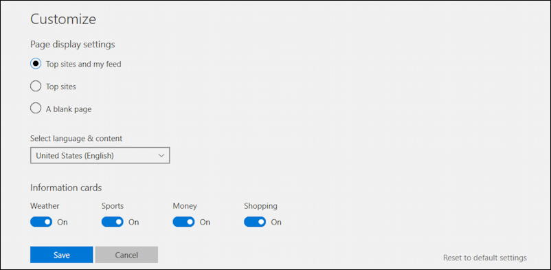 win10 microsoft edge - customize blank page tab