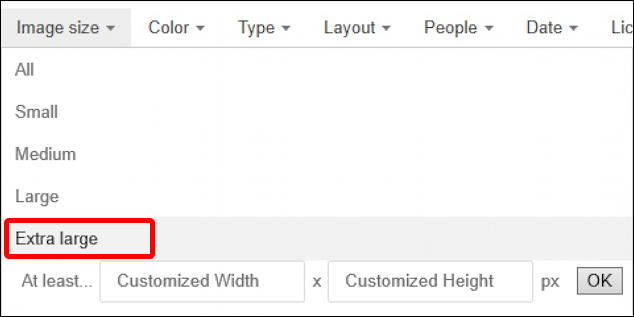 bing image search - constrain by size